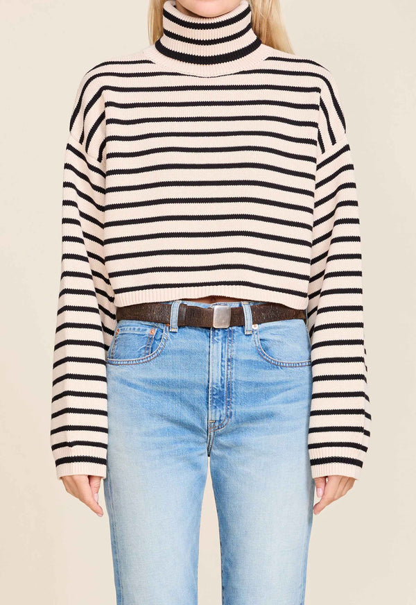 cropped stripe turtleneck sweater