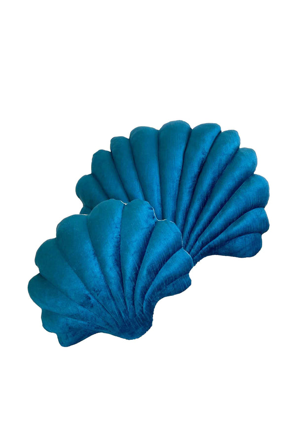 small shell pillow in blue